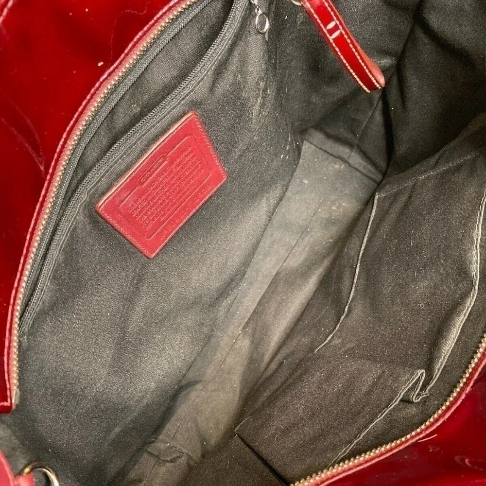 Coach F12838 Burgundy Red Wine Patent Leather Tote